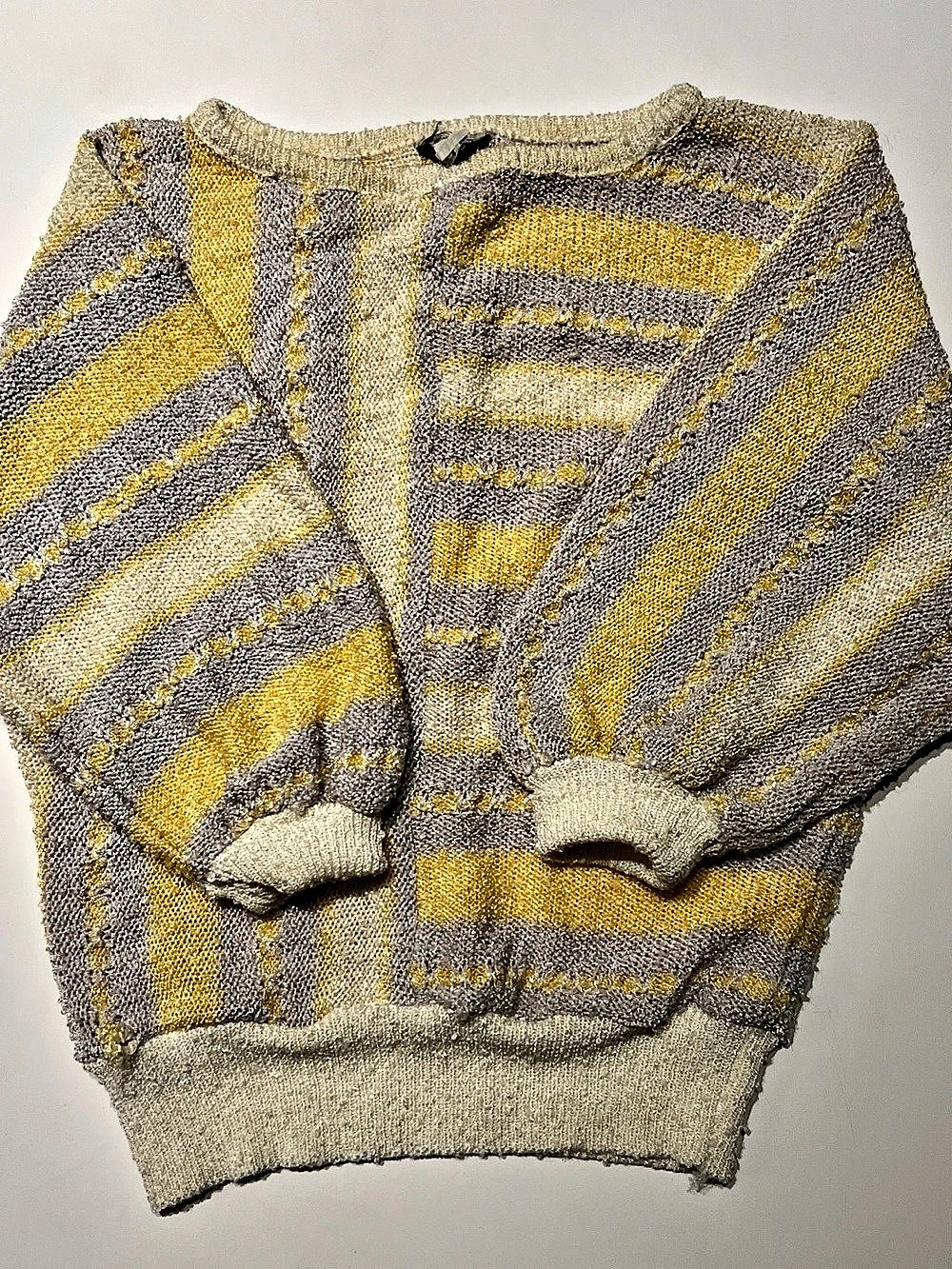 Cotton blend knit sweater, Joani Rome geometric wave pattern.